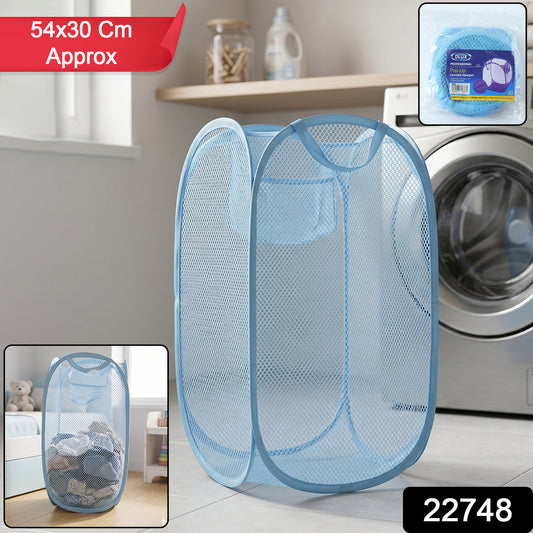 Large Mesh Pop Up Laundry Basket Clothes Storage Hamper (1 Pc 54x30cm)