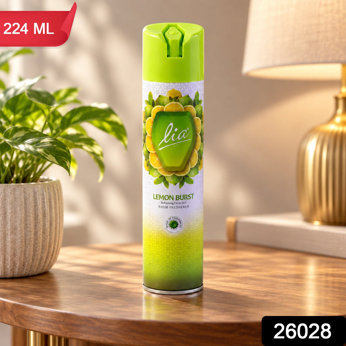 Wukusy Lemon Burst room freshener aerosol spray, 224 ml can for home and office use
