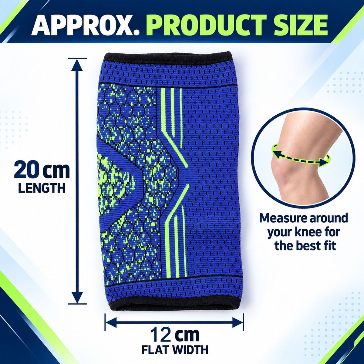 Wukusy sports knee support sleeve with flexible knit fabric, designed for comfortable everyday wear and knee stabilization.