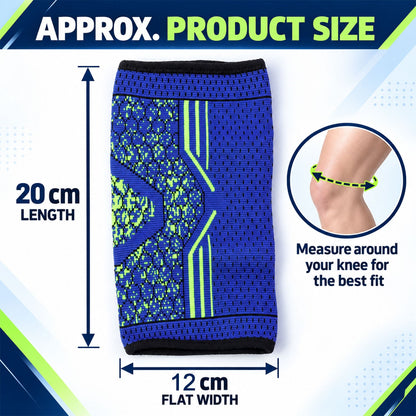 Wukusy sports knee support sleeve with flexible knit fabric, designed for comfortable everyday wear and knee stabilization.