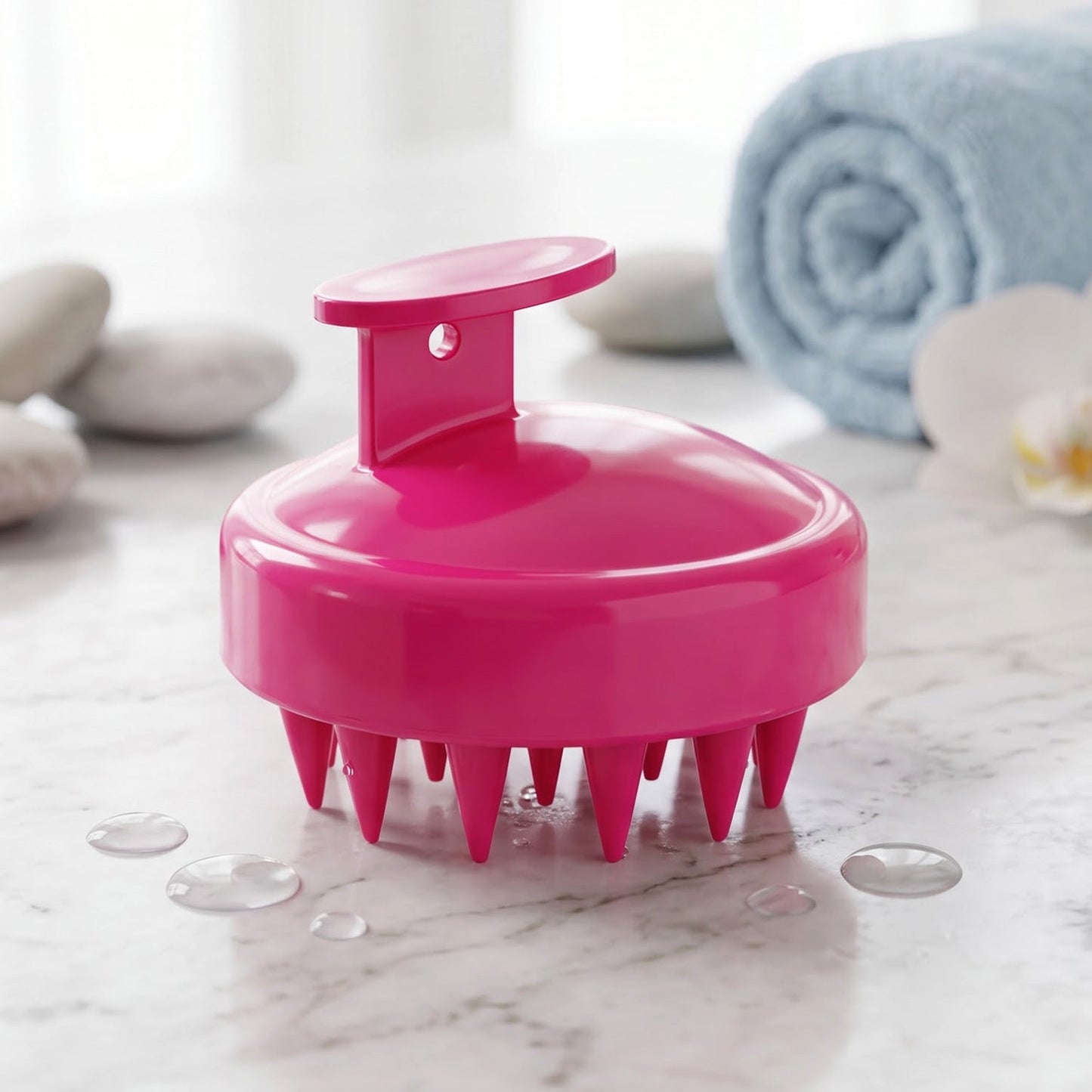 Silicone Scalp Massager Shampoo Brush With Grip For Hair Washing And Care (1 Pc)