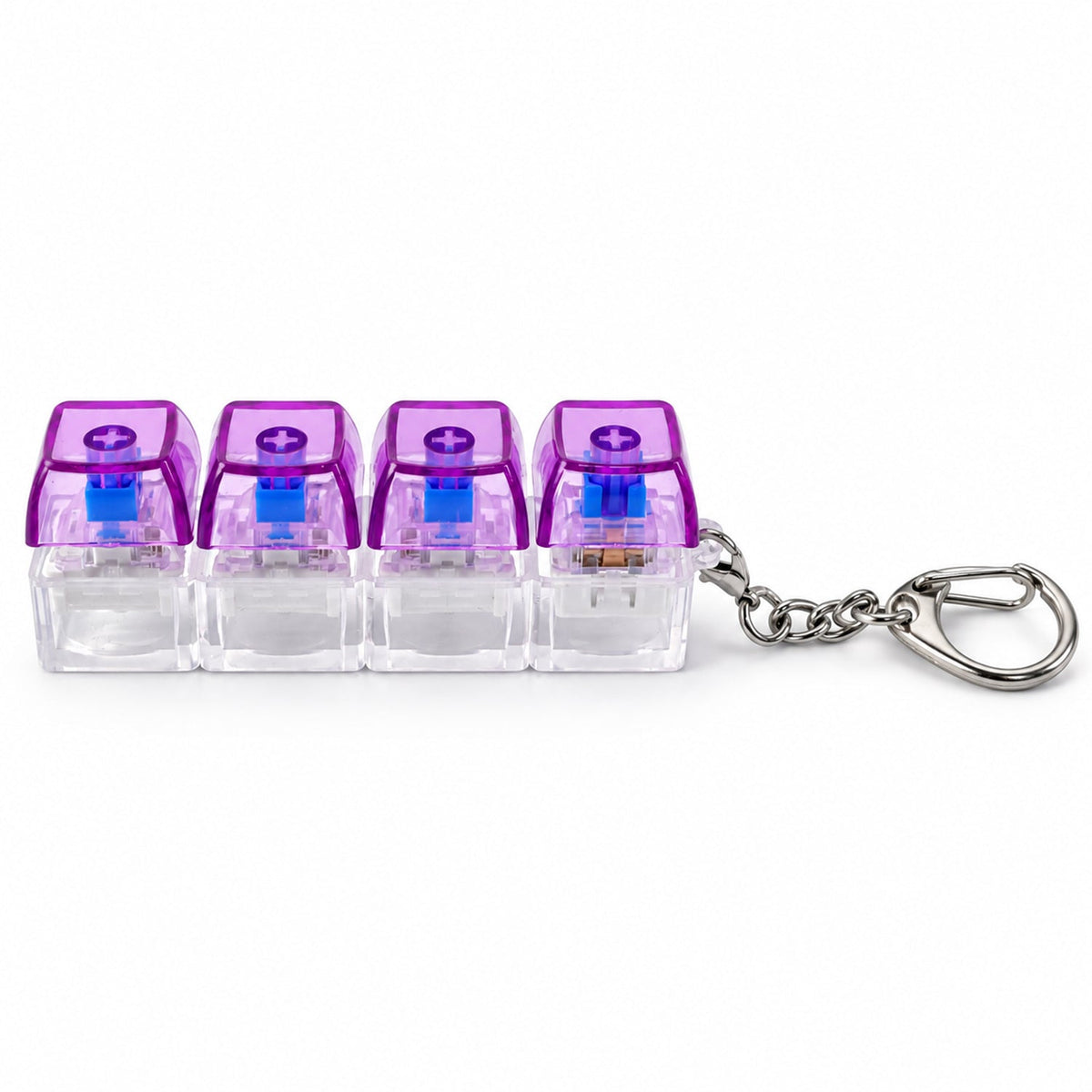 Keyboard Switch Clicky Keychain With Four Keys And Metal Clasp For Bags (1 Pc)