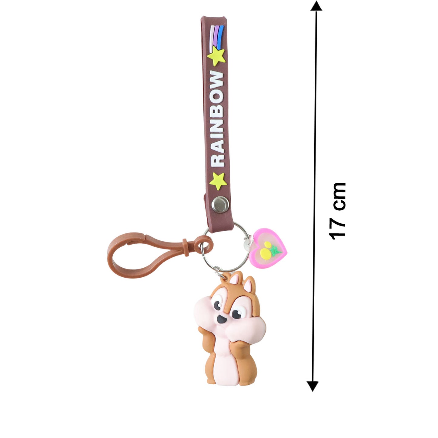 Cute cartoon animal silicone keychain with rainbow strap from Wukusy, featuring a colorful animal design on a flexible silicone keyring.