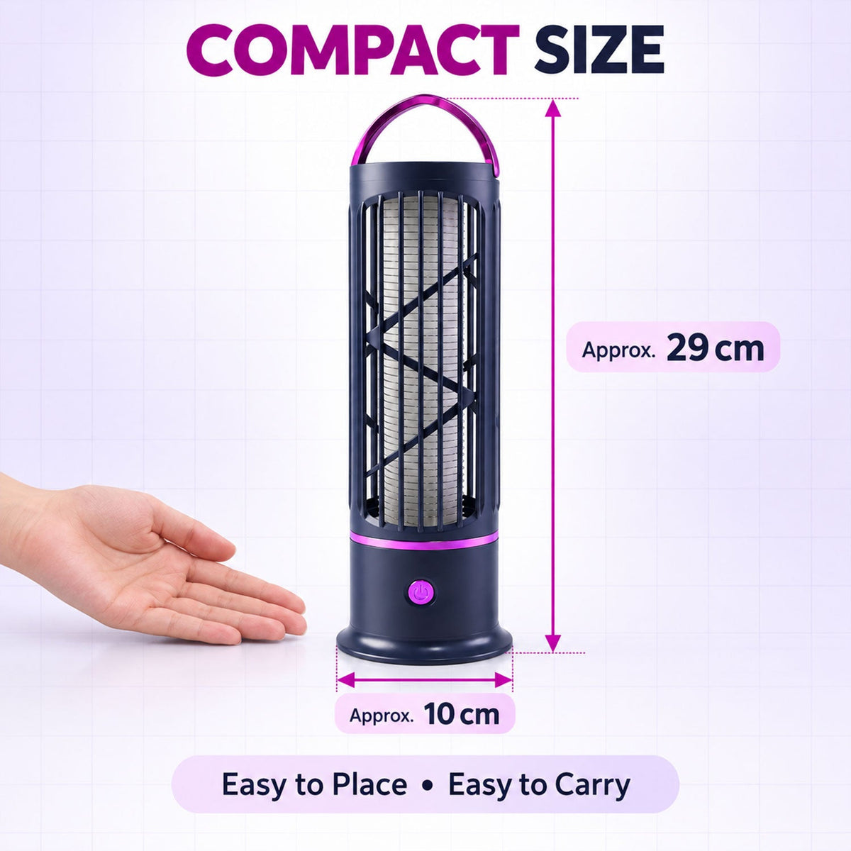 Wukusy USB-C electric mosquito killer lamp with carry handle and cleaning brush, designed to attract and eliminate mosquitoes.