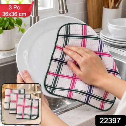 Multipurpose Dish Cleaning Cloth Set For Daily Kitchen Wiping (3 Pc 36x36 Cm)