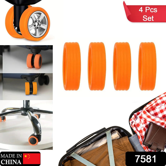 Wukusy luggage wheel covers for suitcases, set of 4, silicone protectors reducing noise and protecting travel luggage wheels.