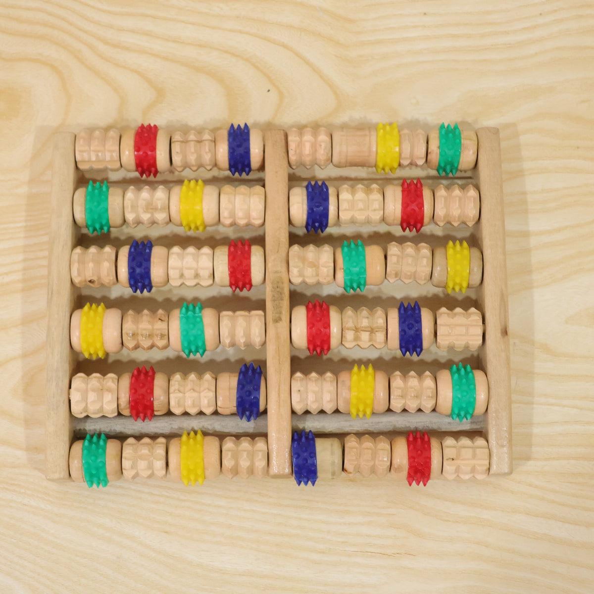 Wooden Acupressure Foot Massager Roller Board 25 X 20 Cm (1 Pc)