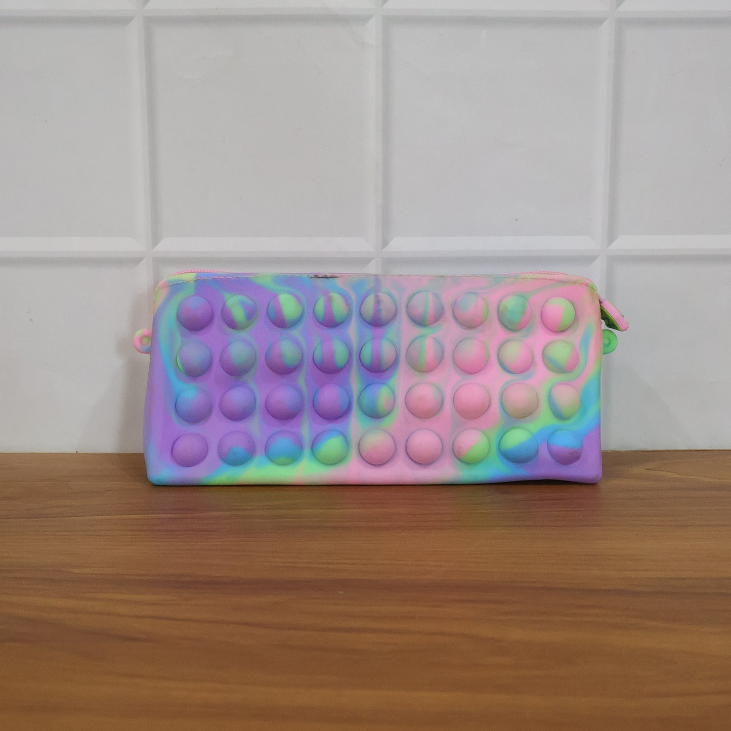 Multicolor Pop It Silicone Pencil Pouch For Kids (1 Pc 21x10 Cm)