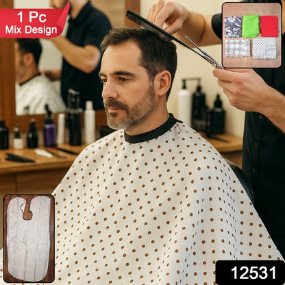 Wukusy professional barber hair cutting cape in black, lightweight with adjustable neck closure for salon or home haircuts.