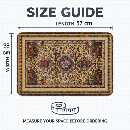 Wukusy traditional print decorative floor mat for home entryway, 57x38 cm, featuring intricate patterns and vibrant colors.