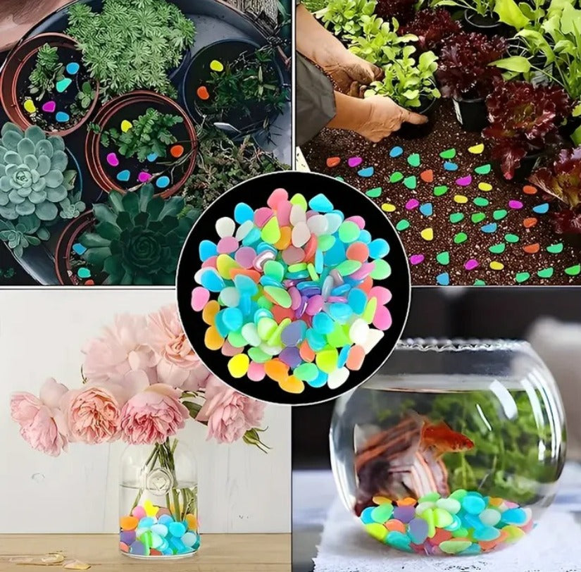Garden Decor Luminous Stones Glow In Dark Decorative Pebbles Outdoor Fish Tank Decoration ( 160 Pcs )
