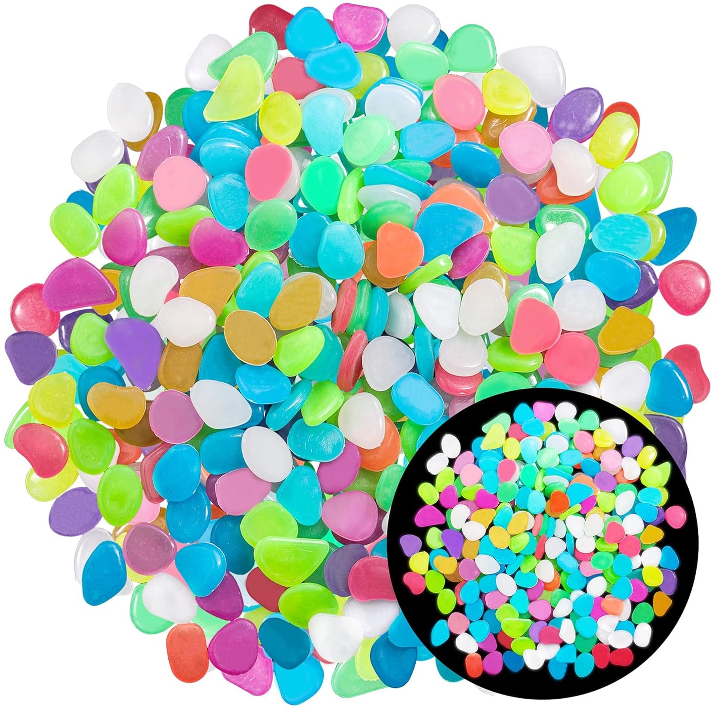 Garden Decor Luminous Stones Glow In Dark Decorative Pebbles Outdoor Fish Tank Decoration ( 160 Pcs )