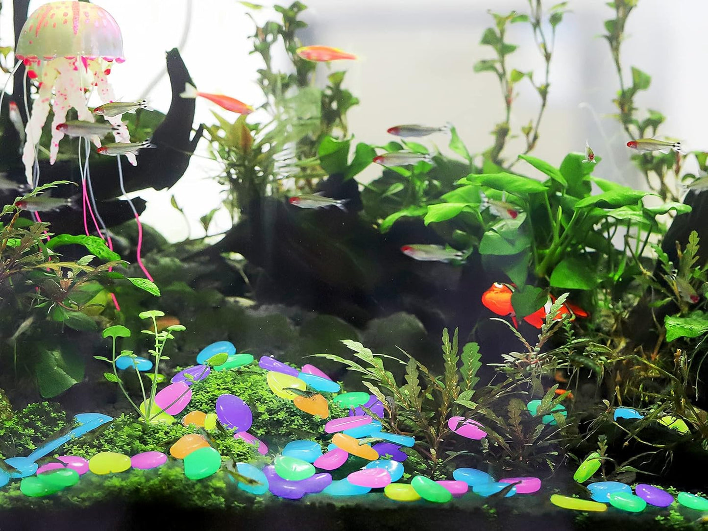 Garden Decor Luminous Stones Glow In Dark Decorative Pebbles Outdoor Fish Tank Decoration ( 160 Pcs )