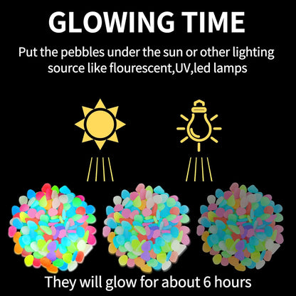 Garden Decor Luminous Stones Glow In Dark Decorative Pebbles Outdoor Fish Tank Decoration ( 160 Pcs )