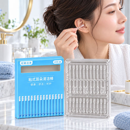 Silicone Ear Cleaning Kit With Dual End Sticks And Storage Holder (24 Pc)