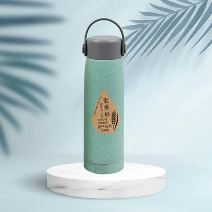 High Portable Water Bottle, Creative Wheat Fragrance Glass Bottle Water with Mobile Phone Holder Wide Mouth Glass Water 380ml (MOQ 80 pc)