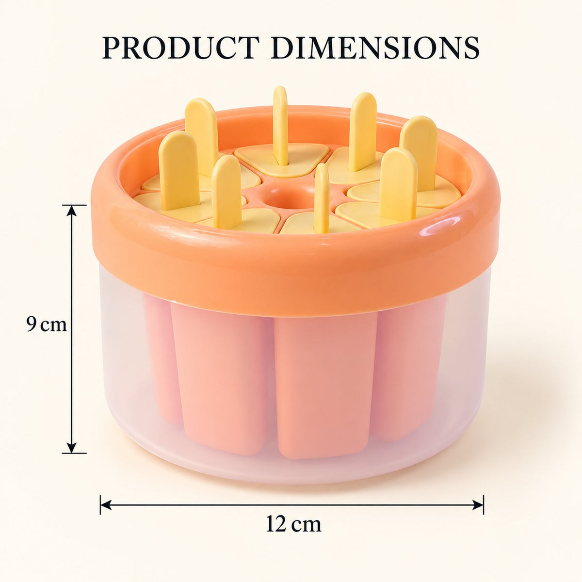 Wukusy plastic round ice cream candy mold with reusable sticks for making frozen pops, featuring 8 molds for creative treats.