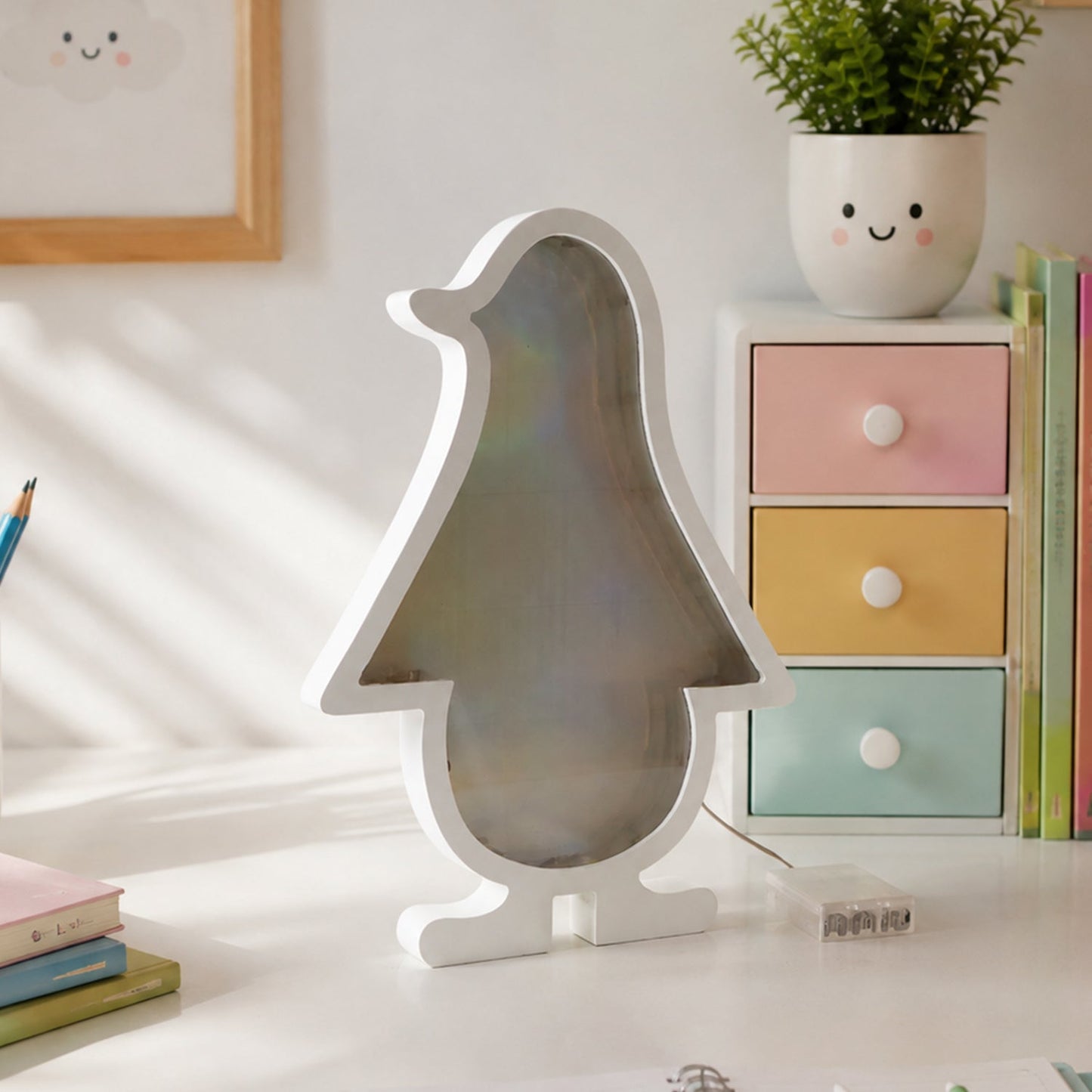 3d Led Penguin Decorative Infinity Mirror Light For Room And Wall Decor (1 Pc)