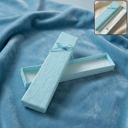 Wukusy premium long rectangular jewelry gift box with elegant ribbon, ideal for jewelry storage and gifting.