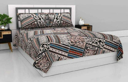 Glace cotton double bedsheet with two matching pillow covers, soft white home decor bedding from Drpshippr.