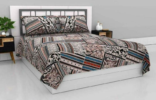 Glace cotton double bedsheet with two matching pillow covers, soft white home decor bedding from Drpshippr.