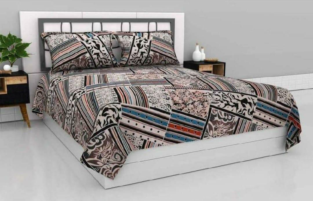 Glace cotton double bedsheet with two pillow covers, soft and breathable bedding from Drpshippr for home decor.
