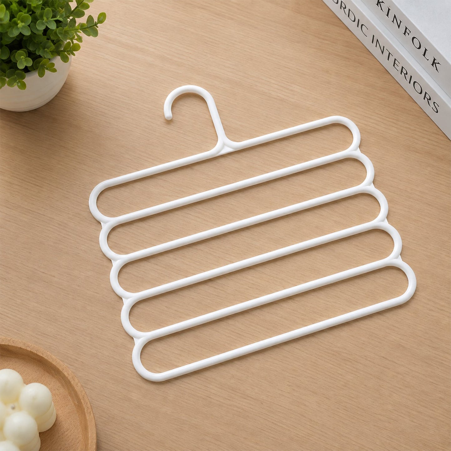 Large 5 In 1 Plastic Multipurpose Clothes Hanger For Scarves  Trousers (1 Pc)