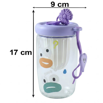 Glass Fruit Tea Sipper Cup 500 Ml With Infuser Strainer And Strap (1 Pc)