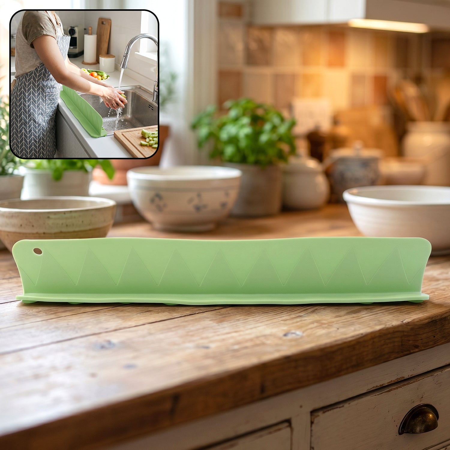 Flexible Silicone Kitchen Sink Splash Guard (48 Cm  1 Pc)