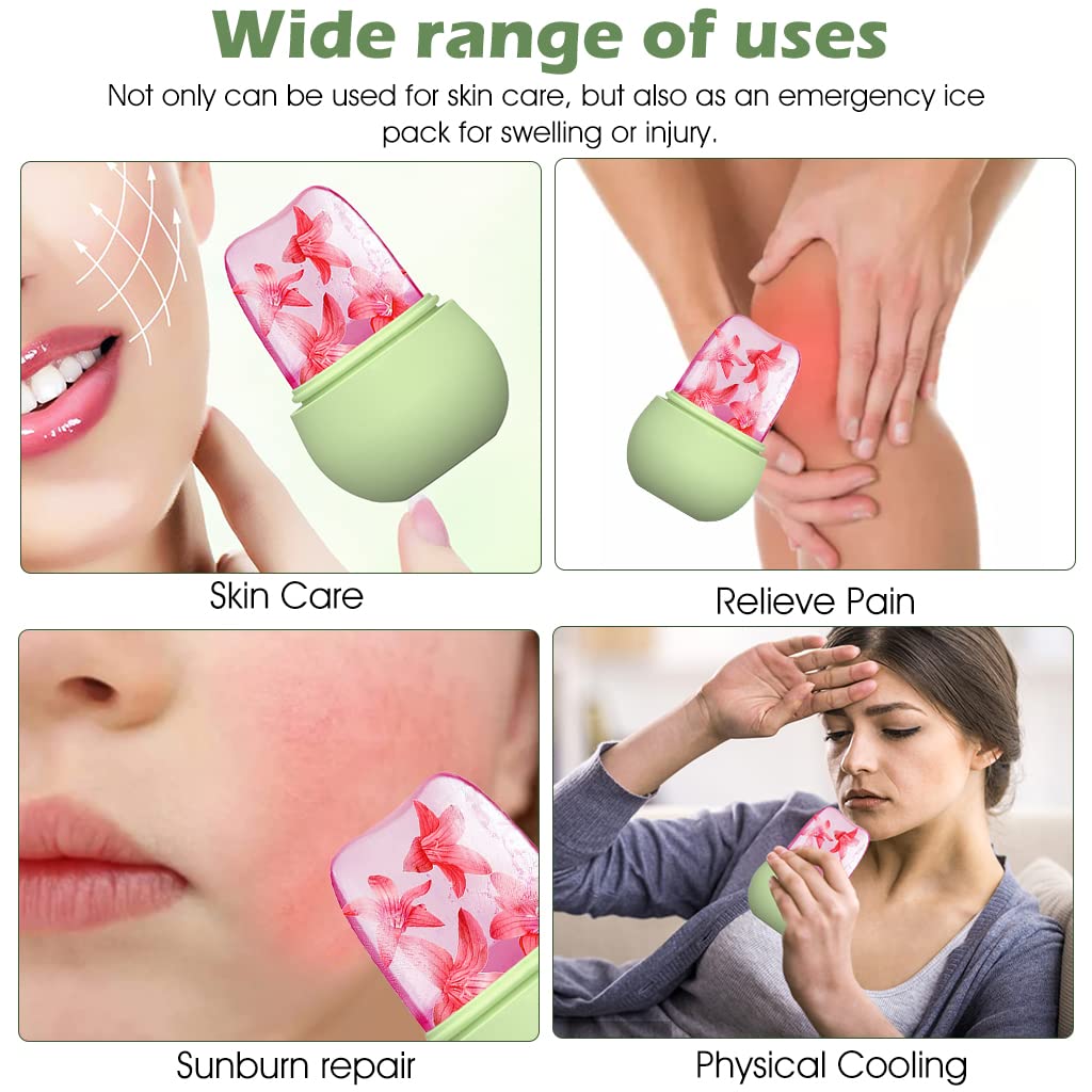 Wukusy 7234 Ice Face Roller with silicone ice mold and cleansing brush for facial massage, reducing puffiness and shrinking pores.