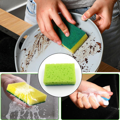 Wukusy medium 2-in-1 scratch scrub sponge for dishwashing, furniture cleaning, with high friction resistance for kitchen and household use