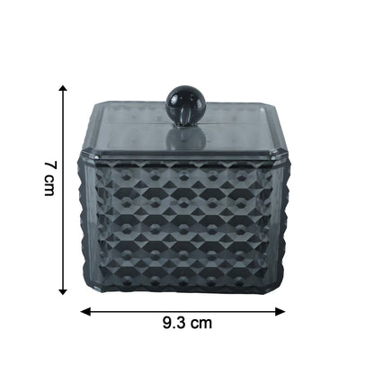 Plastic Cotton Swab Storage Box With Lid For Bathroom Vanity And Desk Use (1 Pc)