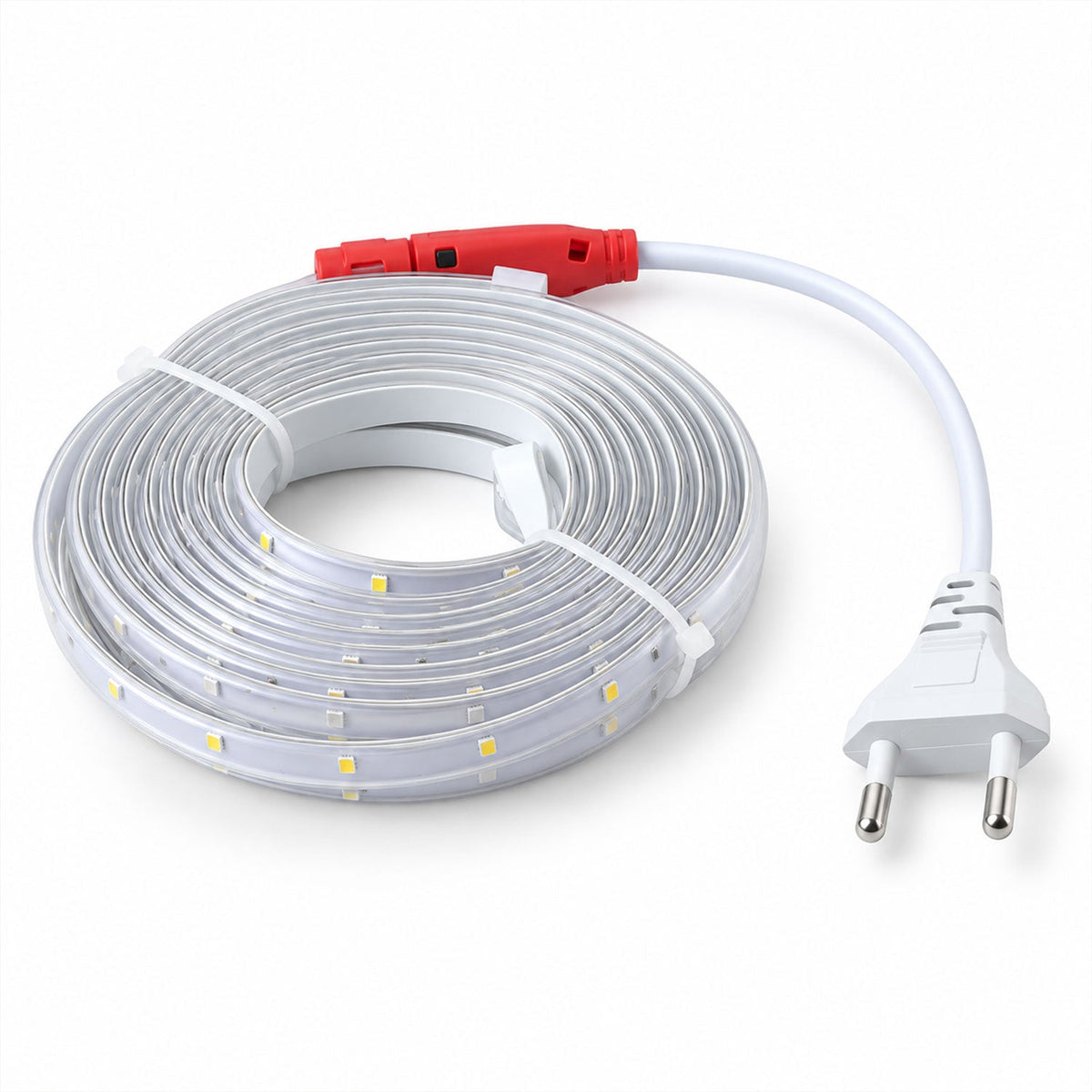 Rgb decorative LED running rope light with inline controller, ideal for home room decor by Wukusy, shown illuminated in the image.