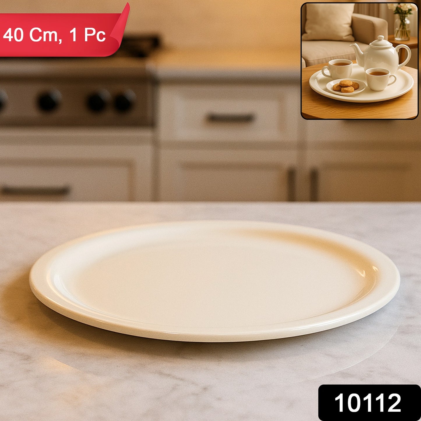 Large Round Multi-purpose Serving Plate  Tray (1 Pc  40 Cm)