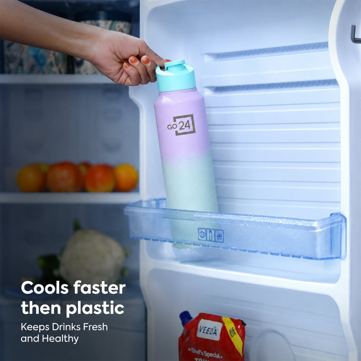 Wukusy stainless steel water bottle with carry loop, 1000ml capacity, ideal for office and travel use