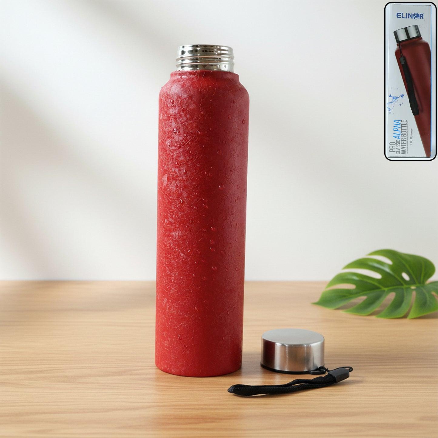 Red Alpha Pro Classic Stainless Steel Water Bottle 1000 Ml Red Color