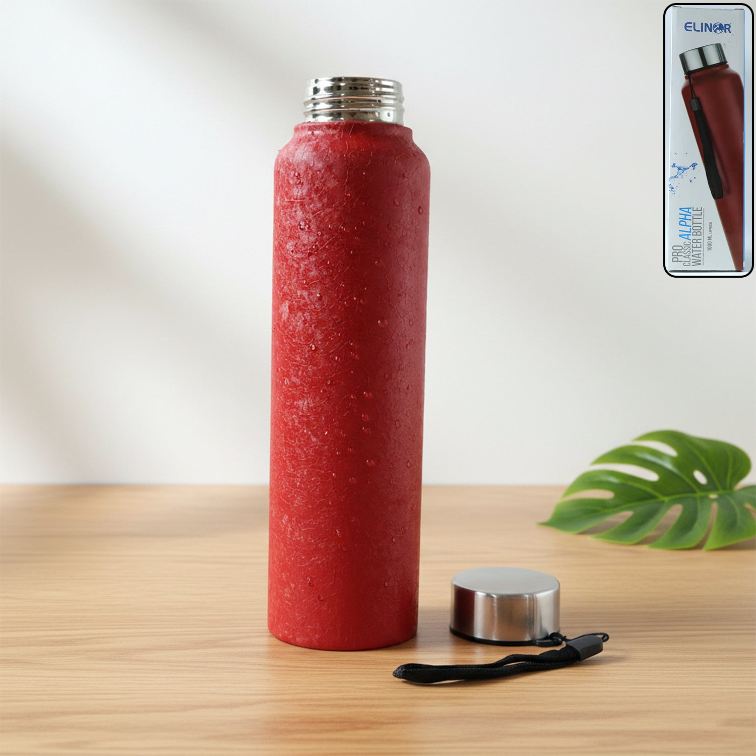 Red Alpha Pro Classic Stainless Steel Water Bottle 1000 Ml Red Color