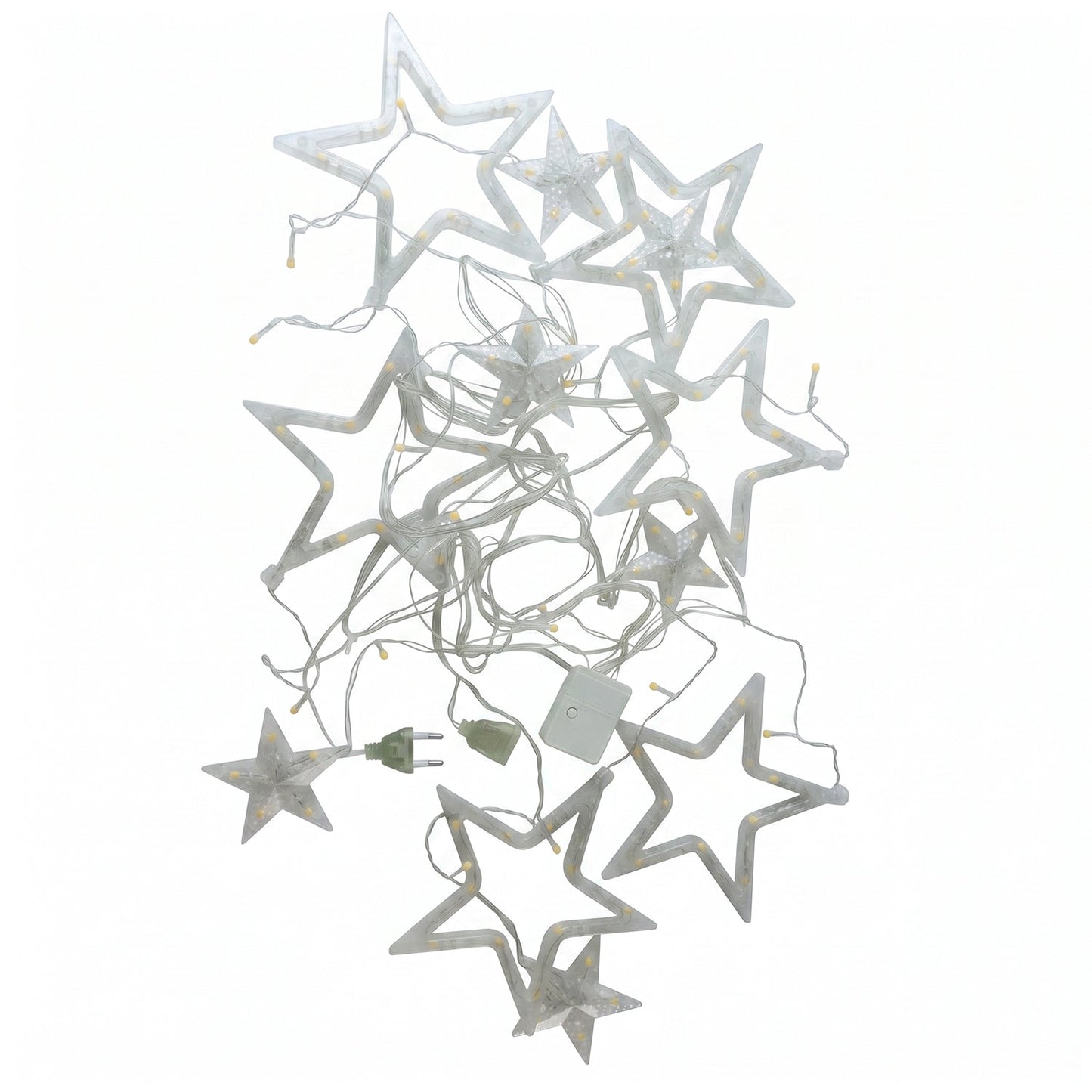 White star LED string light set by Wukusy, featuring warm fairy lights perfect for decorative indoor or outdoor ambiance.