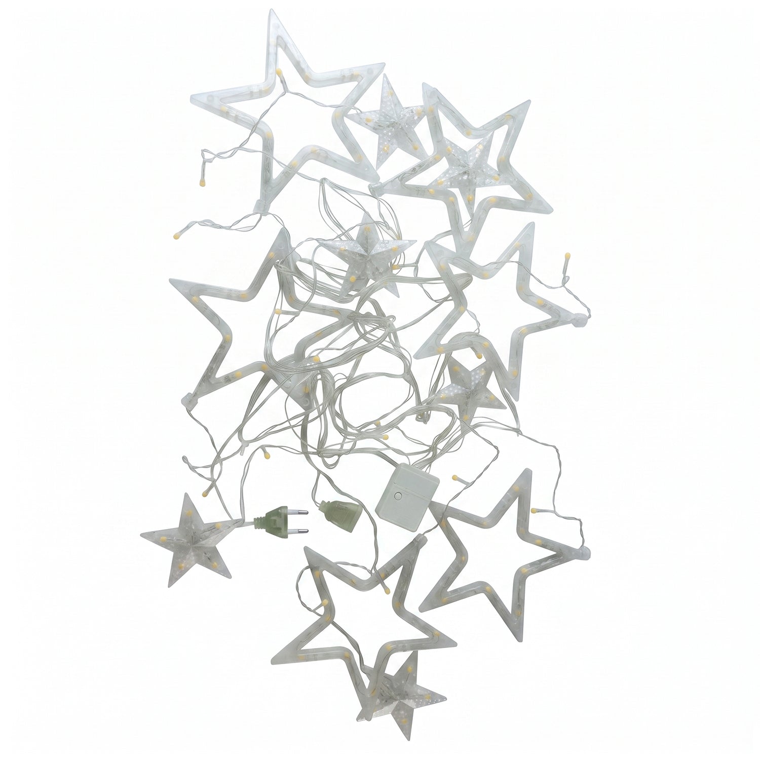 White star LED string light set by Wukusy, featuring warm fairy lights perfect for decorative indoor or outdoor ambiance.