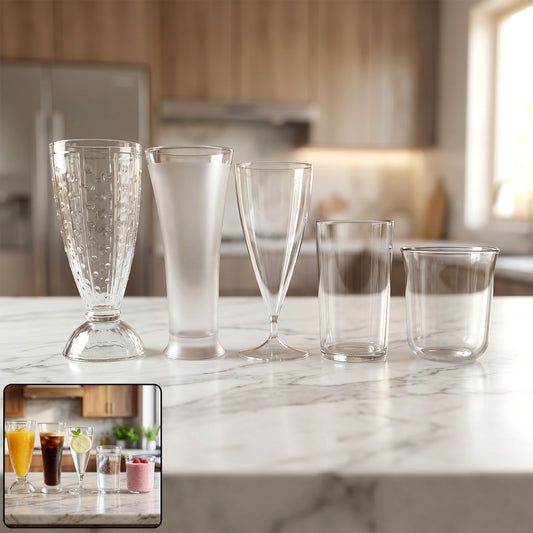 Wukusy premium unbreakable plastic drinking glass with assorted mix design, durable and lightweight for everyday use.