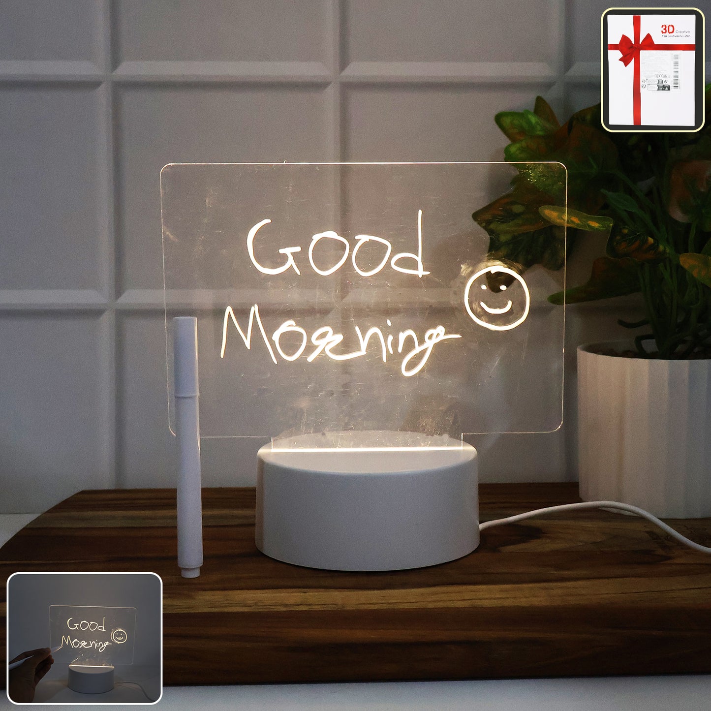Led Acrylic Writing Message Board Night Lamp With Marker Pen