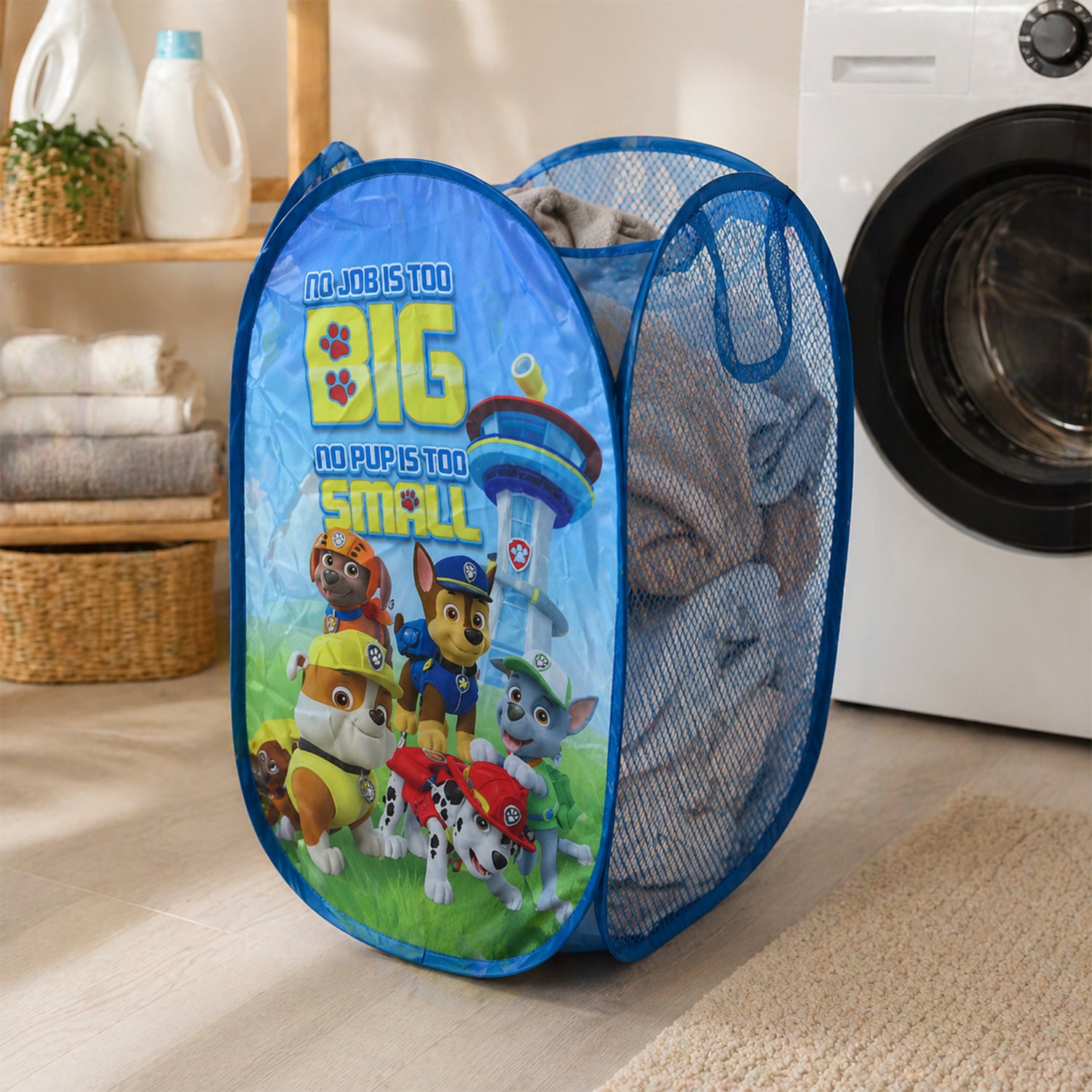 Foldable Laundry Basket Fabric Mesh Clothes Hamper (1 Pc34.29x34.29x54.61cm)