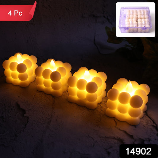 Decorative Led Bubble Candles (4 Pc  Set)