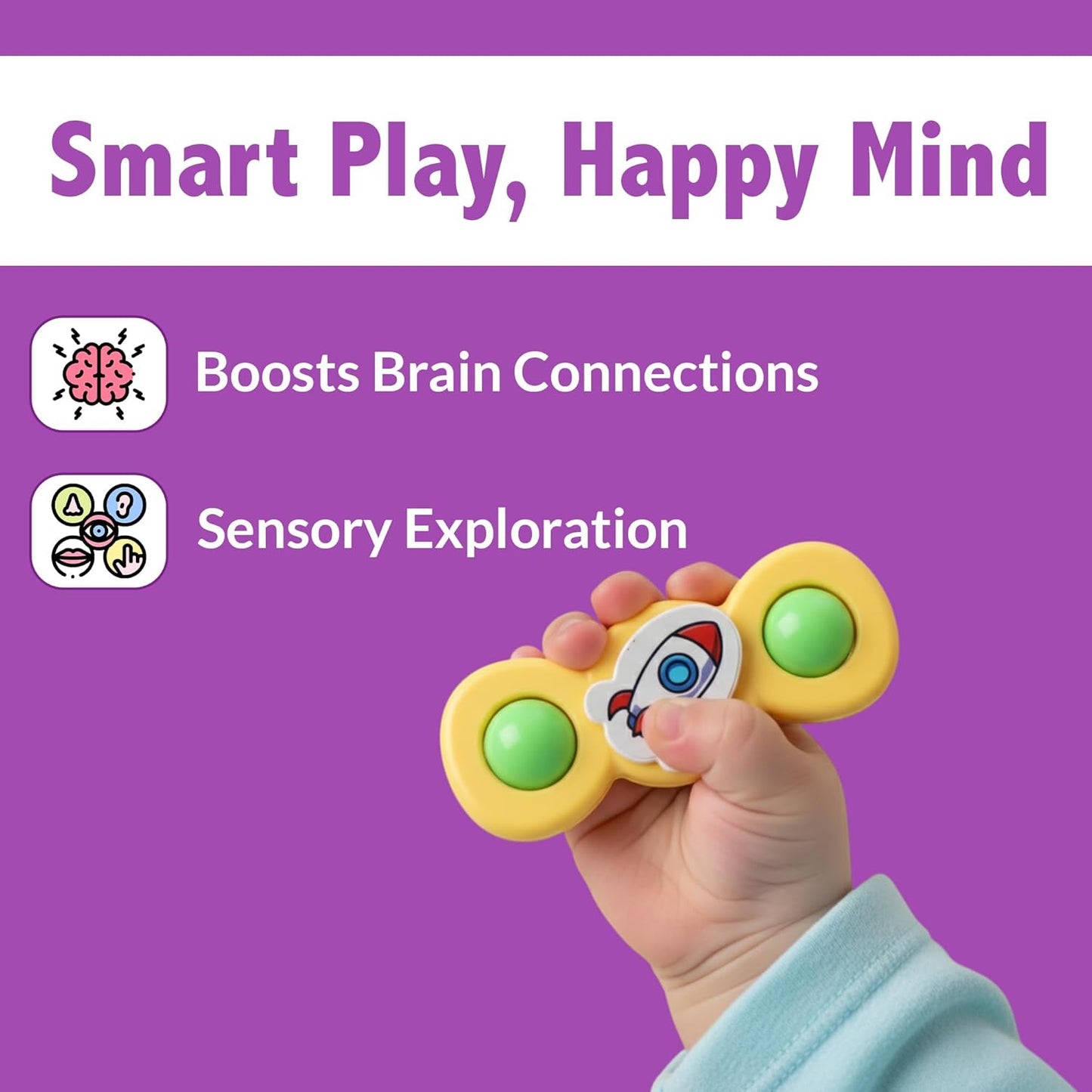 Colour Baby Spinner Toy Set  Suction Cup Sensory Spin Toys (3 Pc Set)
