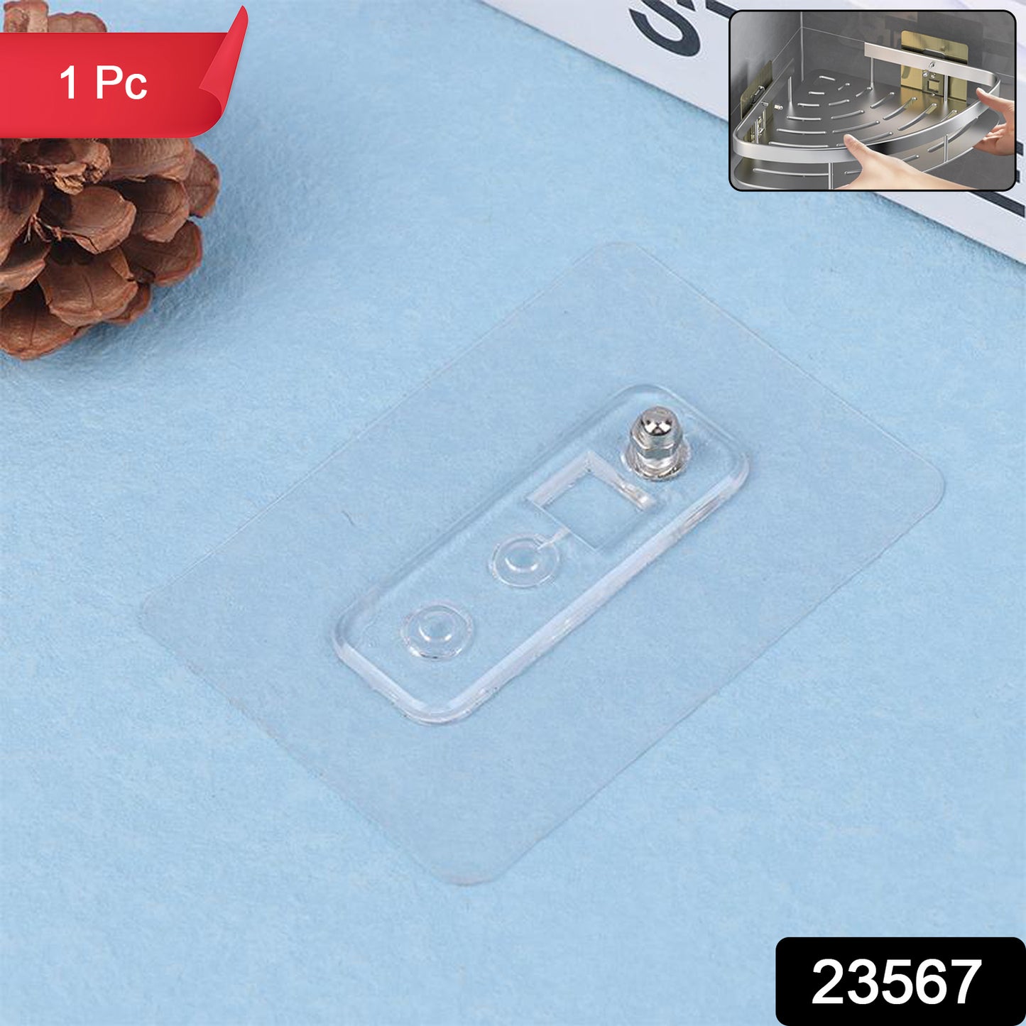 Wukusy adhesive plastic wall hook, self-stick hanger with strong hold for storage, mounted on wall in a home setting