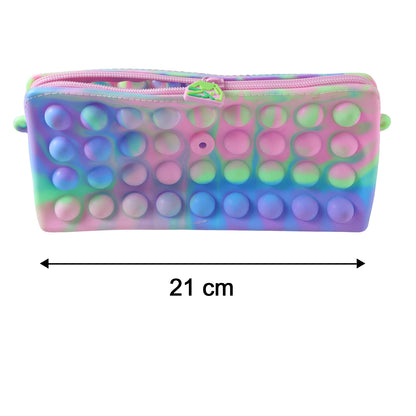 Multicolor Pop It Silicone Pencil Pouch For Kids (1 Pc 21x10 Cm)