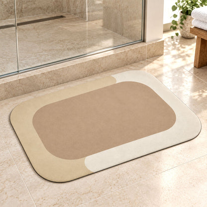Wukusy decorative bathroom floor mat with soft top surface and border, 59x40 cm, showing plush texture and stylish design.