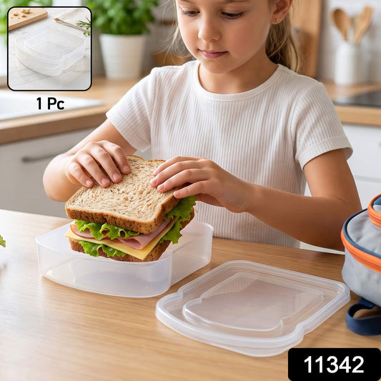Portable Plastic Sandwich Lunch Box With Secure Lid For School And Travel (1 Pc)