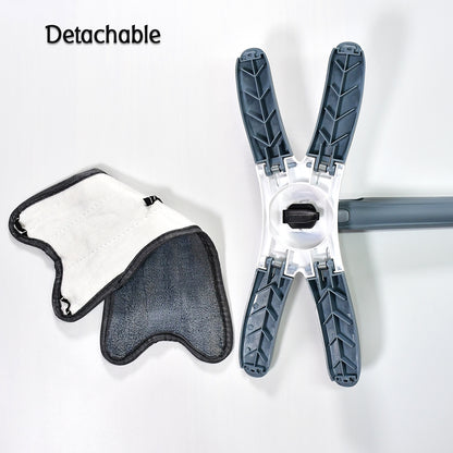 Wukusy 4874 X Shape microfiber flat mop with flexible 360° head, wet and dry cleaning, includes super-absorbent microfiber pads.