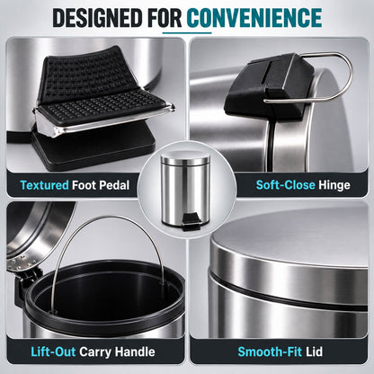 Stainless Steel Hands-free Pedal Dustbin With Inner Bucket (8 Litre)